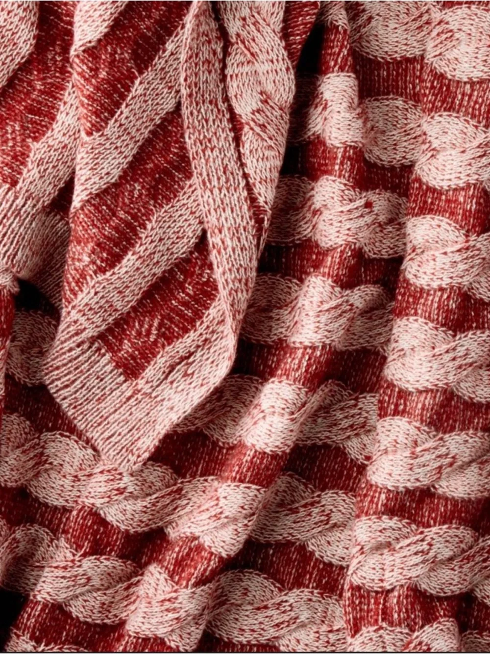 Threshold Braided Cable-Knit Throw in Red and Cream